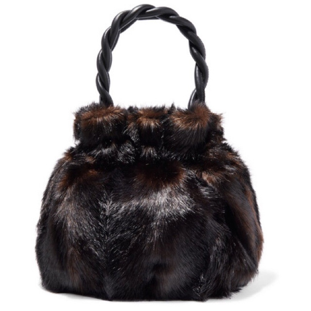 STAUD Grace Faux Mink Top-Handle Bag
